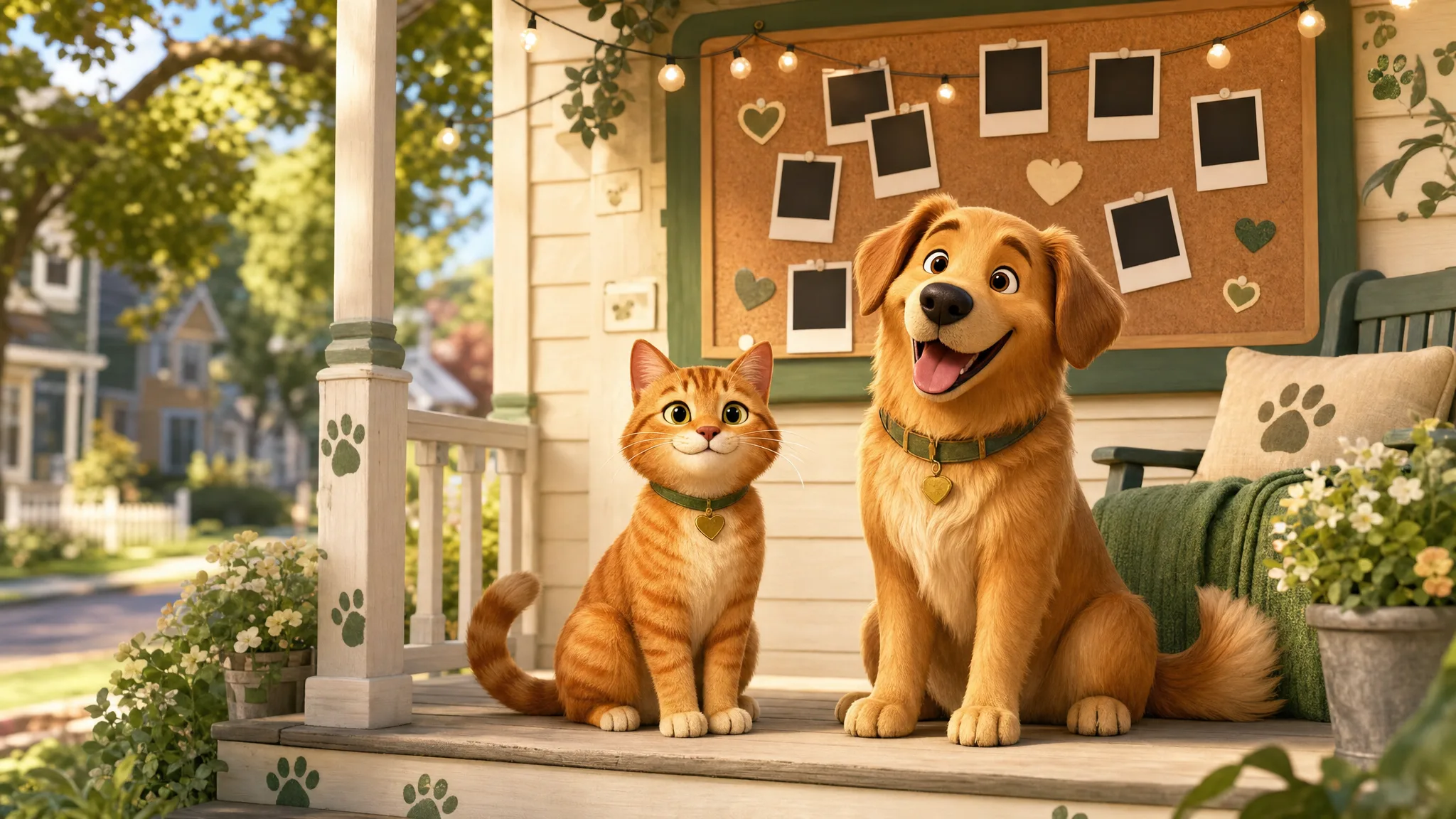 Illustrated kitty and doggo celebrating our local shelter partnership